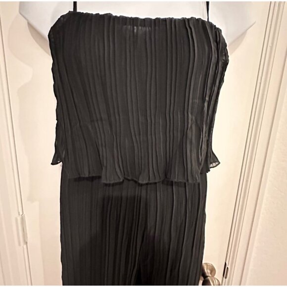 Black Pleated Wide-Leg Jumpsuit With Spaghetti Straps XL - Picture 5 of 8